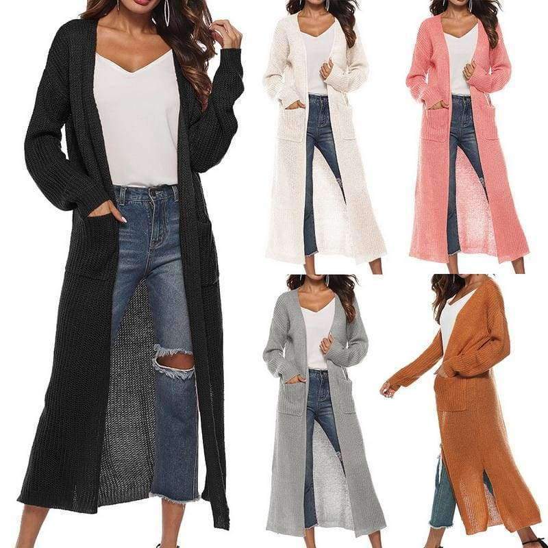 Planet Gates pink / S New Autumn Winter Women Long Sleeve Knitwear Kimono Warm Sweater Cardigans Solid Color Knitted Outerwear Plus Size