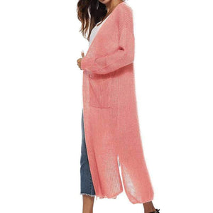 Planet Gates pink / S New Autumn Winter Women Long Sleeve Knitwear Kimono Warm Sweater Cardigans Solid Color Knitted Outerwear Plus Size