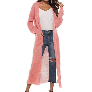 Planet Gates pink / S New Autumn Winter Women Long Sleeve Knitwear Kimono Warm Sweater Cardigans Solid Color Knitted Outerwear Plus Size