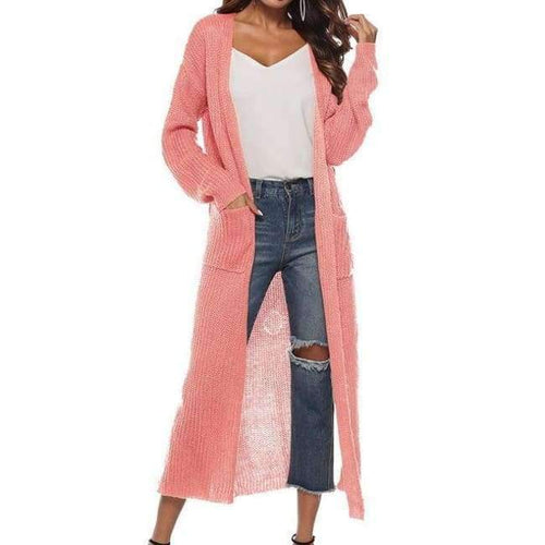 Planet Gates pink / S New Autumn Winter Women Long Sleeve Knitwear Kimono Warm Sweater Cardigans Solid Color Knitted Outerwear Plus Size
