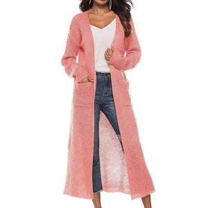 Planet Gates pink / S New Autumn Winter Women Long Sleeve Knitwear Kimono Warm Sweater Cardigans Solid Color Knitted Outerwear Plus Size