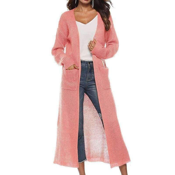 Planet Gates pink / S New Autumn Winter Women Long Sleeve Knitwear Kimono Warm Sweater Cardigans Solid Color Knitted Outerwear Plus Size
