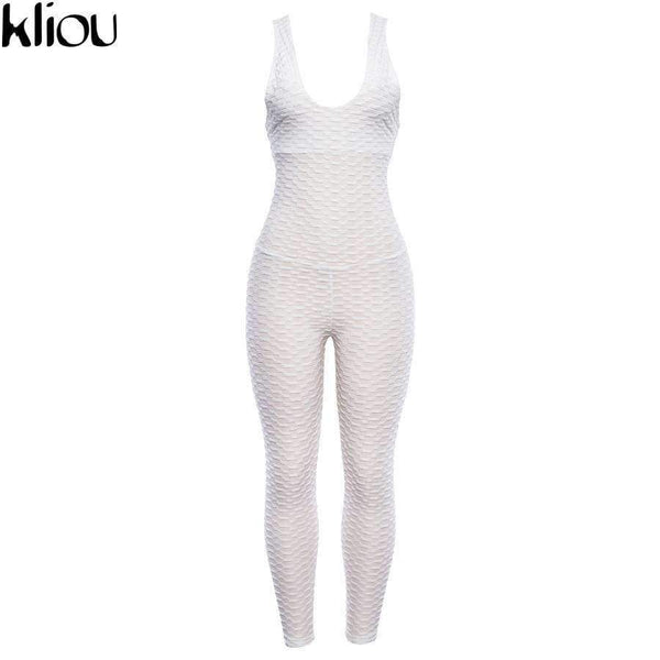 Planet Gates Pink / S New Cross Bandage Sporting Jumpsuit Sexy Sleeveless Solid Bodysuit Backless Casual Fitness Women Long Jumpsuit