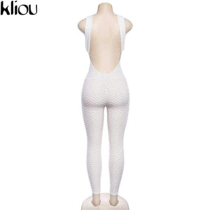 Planet Gates Pink / S New Cross Bandage Sporting Jumpsuit Sexy Sleeveless Solid Bodysuit Backless Casual Fitness Women Long Jumpsuit