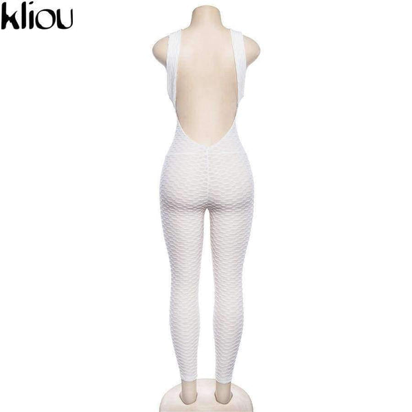 Planet Gates Pink / S New Cross Bandage Sporting Jumpsuit Sexy Sleeveless Solid Bodysuit Backless Casual Fitness Women Long Jumpsuit