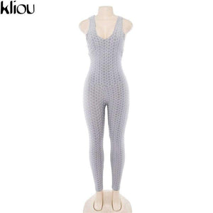 Planet Gates Pink / S New Cross Bandage Sporting Jumpsuit Sexy Sleeveless Solid Bodysuit Backless Casual Fitness Women Long Jumpsuit