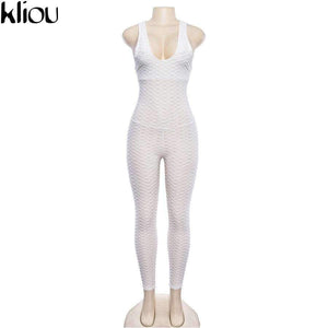 Planet Gates Pink / S New Cross Bandage Sporting Jumpsuit Sexy Sleeveless Solid Bodysuit Backless Casual Fitness Women Long Jumpsuit