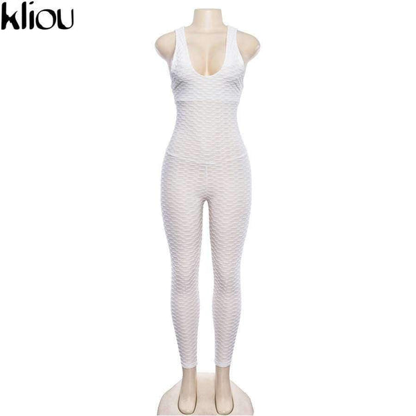 Planet Gates Pink / S New Cross Bandage Sporting Jumpsuit Sexy Sleeveless Solid Bodysuit Backless Casual Fitness Women Long Jumpsuit
