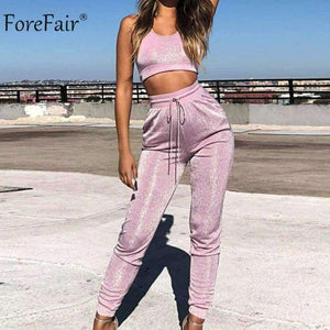 Planet Gates Pink / S Pink Two Piece Set Women Summer Sport Suit Autumn 2018 Female Sleeveless Casual Top Long Pants Ladies Set