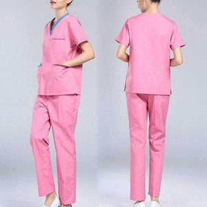 Planet Gates Pink / S Scrubs Medical Uniforms Women Short Sleeve Nurse Uniform Sets Breathable Hospital Surgical Clothing Workwear for Dental Clinic
