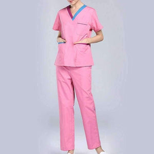 Planet Gates Pink / S Scrubs Medical Uniforms Women Short Sleeve Nurse Uniform Sets Breathable Hospital Surgical Clothing Workwear for Dental Clinic
