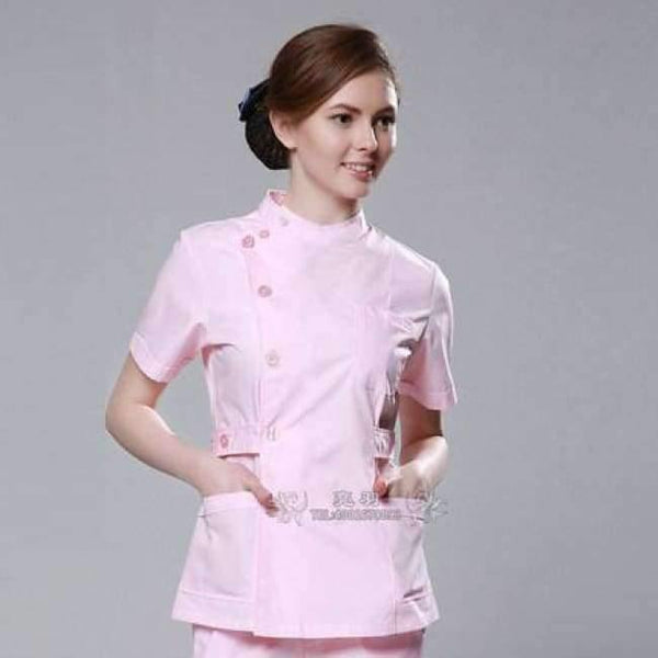 Planet Gates Pink / S Summer women hospital customized logo medical scrub set design slim fit dental scrubs beauty salon nurse uniform spa