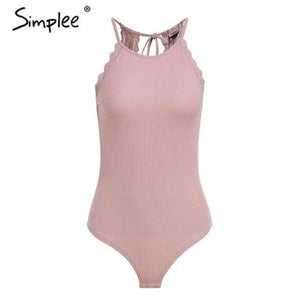 Planet Gates Pink / S Sweet strap pink bodysuit women Sexy backless lace up rompers female 2018 Summer beach short jumpsuit