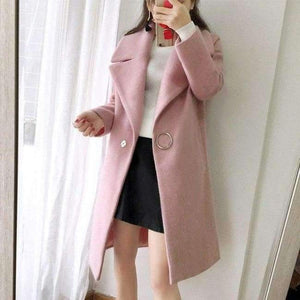 Planet Gates pink / S White Wool Blend Coat Women Lapel Long Parka Winter Jacket Cocoon Style Elegant Woolen Coat Thicken Female Outerwear C3745