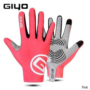 Planet Gates Pink / S Wind Breaking Cycling Full Finger Gloves Touch Screen Anti-slip Bicycle Lycra Fabric Mittens Bicicleta Road Bike Long Glove