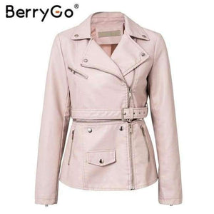 Planet Gates Pink / S Wine red moto faux leather jacket women PU zipper belt motorcycle jackets coat 2018 Winter coat punk jacket female