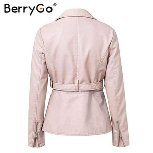 Planet Gates Pink / S Wine red moto faux leather jacket women PU zipper belt motorcycle jackets coat 2018 Winter coat punk jacket female