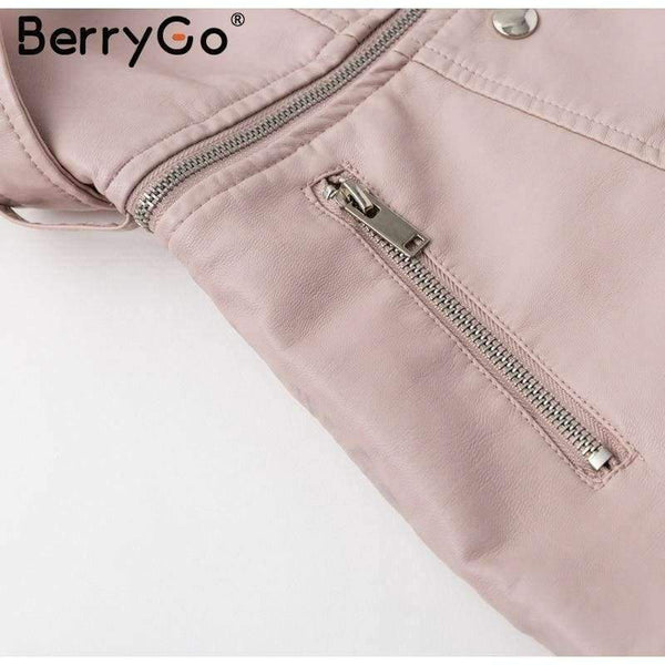 Planet Gates Pink / S Wine red moto faux leather jacket women PU zipper belt motorcycle jackets coat 2018 Winter coat punk jacket female