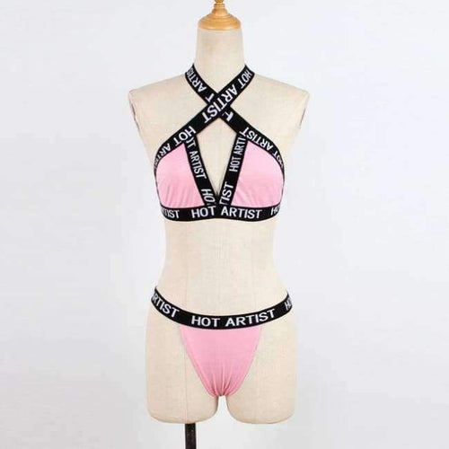 Planet Gates pink / s Women Bra Letter Lounge Underwear Comfortable Wireless Loungewear Lingerie Halter Bra Set Black And White Bras Sets