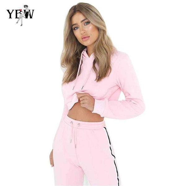 Planet Gates Pink / S Women Two Piece Set Hoodies Sweatshirt and Pant Female Casual Fitness Sportswear Set  Fall 2 Piece Set Crop Top