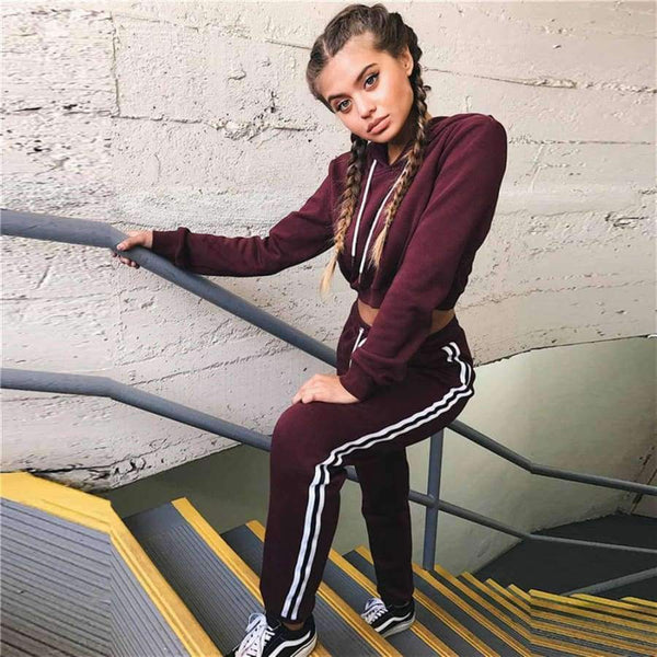 Planet Gates Pink / S Women Two Piece Set Hoodies Sweatshirt and Pant Female Casual Fitness Sportswear Set  Fall 2 Piece Set Crop Top