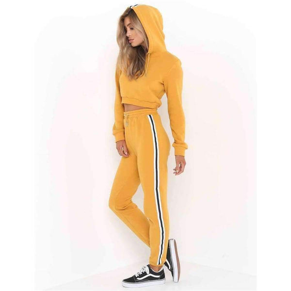 Women Two Piece Set Hoodies Sweatshirt And Pant Female Casual Fitness Sportswear Set Fall 2 Piece Set Crop Top