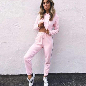 Planet Gates Pink / S Women Two Piece Set Hoodies Sweatshirt and Pant Female Casual Fitness Sportswear Set  Fall 2 Piece Set Crop Top