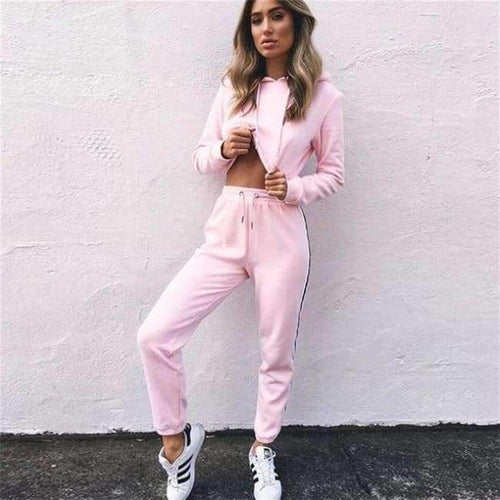 Planet Gates Pink / S Women Two Piece Set Hoodies Sweatshirt and Pant Female Casual Fitness Sportswear Set  Fall 2 Piece Set Crop Top