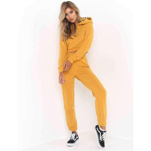 Women Two Piece Set Hoodies Sweatshirt and Pant Female Casual Fitness Sportswear Set  Fall 2 Piece Set Crop Top