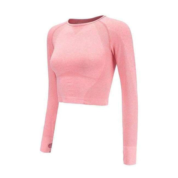 Planet Gates Pink / S Yoga Shirts for Women Vital Seamless Long Sleeve Crop Top Thumb Hole Fitted Gym Top Shirts Workout Running clothes