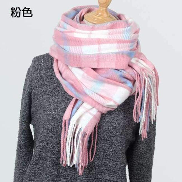 Planet Gates Pink Scarf 2018 Pashmina Scarf Women Tassels Scarves Wraps Autumn Winter Blanket Shawls plaid scarves YR004