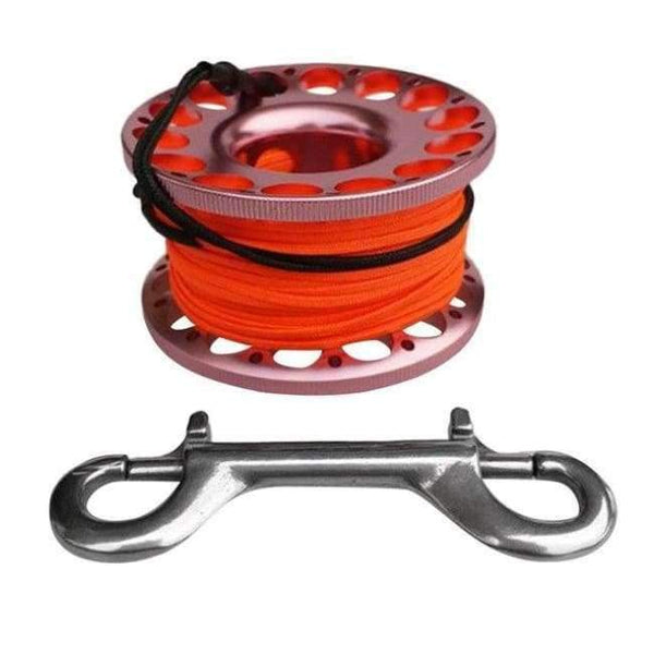 Planet Gates Pink Scuba Diving Dive Swim Aluminum Alloy Finger Reel Spool with 15m Line Bolt Snap Swimming Diving Accessories