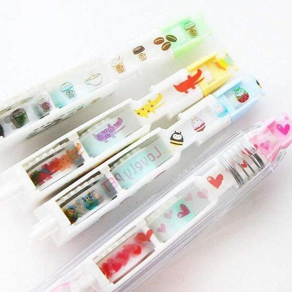 Planet Gates pink set Set of 4pcs Cute Decorative Replacement Correction Tape Stationery Set School & Office Supply Student Stationery Kids Gift