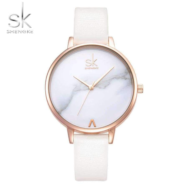 Planet Gates pink Shengke Top Brand Fashion Ladies Watches Leather Female Quartz Watch Women Thin Casual Strap Watch Reloj Mujer Marble Dial SK