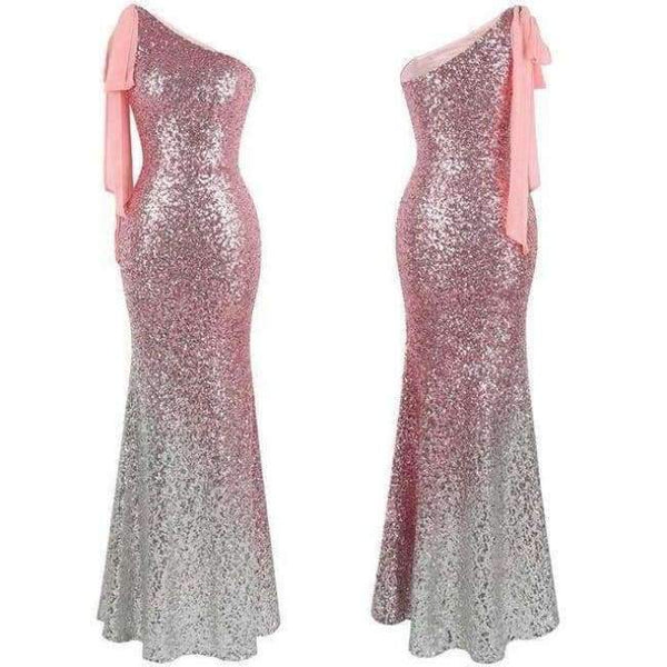 Planet Gates Pink silver / 12 / China Angel-fashions Long Evening Dress Vintage Sequin Gradient Mermaid Dresses Blue 286