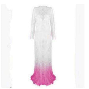 Planet Gates pink sleeve / S Plus Size Low-cut Full Slips Lace Long Slips Women Hot Intimates Femme Maxi Femme Underdress Petticoat Nightgown New V Neck