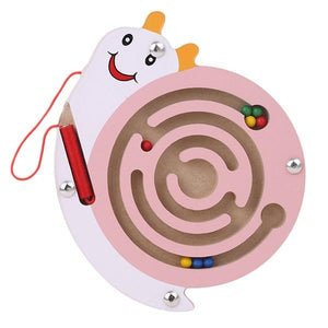 Planet Gates pink snail Children Magnetic Maze Toy Kids Wooden Puzzle Game Toy Kids Early Educational Brain Teaser Wooden Toy Intellectual Jigsaw Board