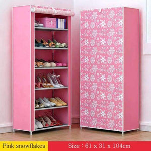 Planet Gates Pink snowflakes Shoe rack 7-layer 6-grid Multi Color Non-woven fabrics shoe cabinet shoe organizer removable shoe storage for home furniture