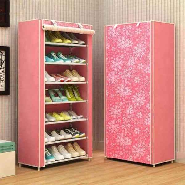 Planet Gates Pink snowflakes Shoe rack 8-layer 7-grid Non-woven fabrics large shoes rack stand removable shoe storage for home Living room furniture