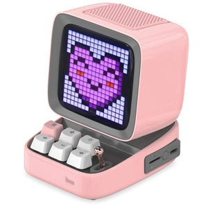 Planet Gates Pink / Speaker Retro Pixel Art Bluetooth Portable Speaker Alarm Clock DIY LED Screen By APP Electronic Gadget Gift Home Decoration