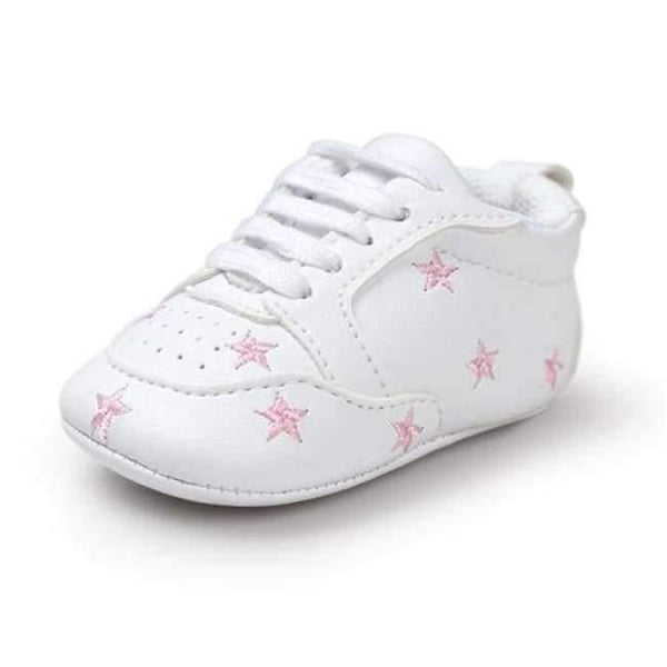 Planet Gates Pink Stars / 0-6 Months Newborn Sports Red Heart Five Star Baby Shoes Soft Soles White First Walkers