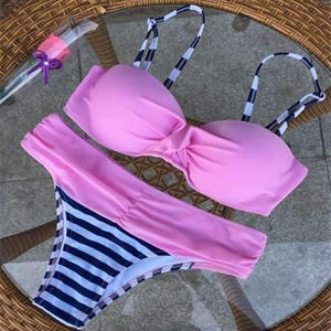 Planet Gates Pink Stripes / S S-XXL Swimwear Women Brazilian Bikini Push Up Swimsuit Female Biquini Women Swim Suit Beachwear Swimming Bathers