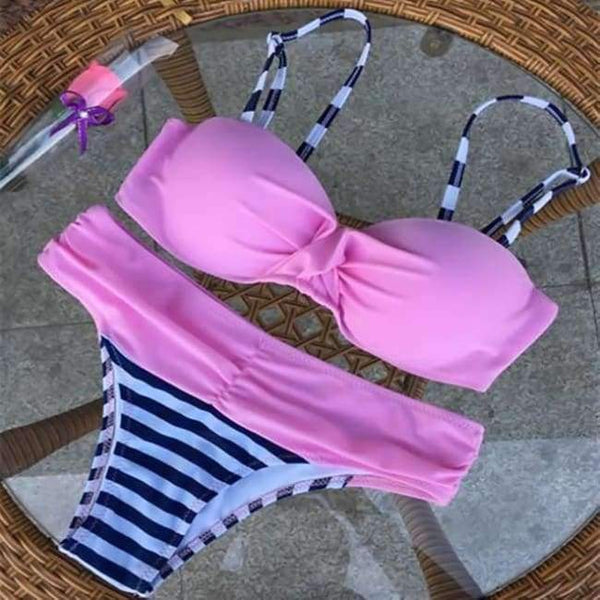 Planet Gates Pink Stripes / S S-XXL Swimwear Women Brazilian Bikini Push Up Swimsuit Female Biquini Women Swim Suit Beachwear Swimming Bathers