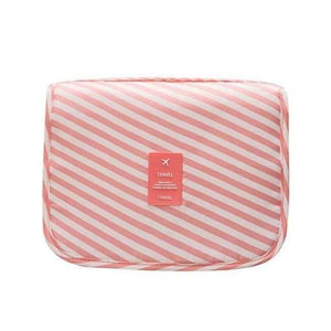 Planet Gates Pink stripes Waterproof Women Makeup Bag Large Travel Beauty Cosmetic Bag Trip Organizer Case Necessaries Make Up Toiletry Bag