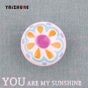 Rural Acme Nordic Style Ceramic Single Cartoon Round  Wardrobe Kitchen Garden Door Handle Modern Cabinet Handle