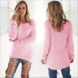 Autumn Knitted Sweater Women Winter Sweaters Female 2018 Long Sleeve O Neck Loose Casual Pullovers Plus Size 3Xl Ddr87 - Pink Sweater / S