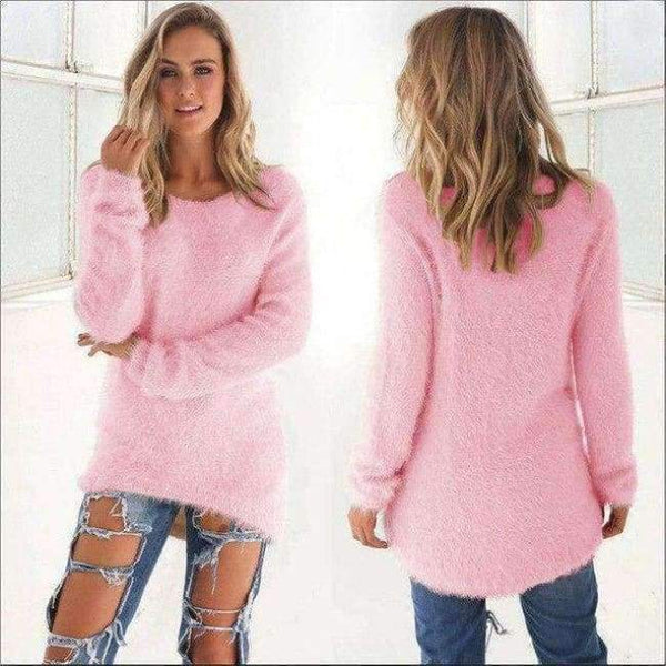 Autumn Knitted Sweater Women Winter Sweaters Female 2018 Long Sleeve O Neck Loose Casual Pullovers Plus Size 3Xl Ddr87 - Pink Sweater / S
