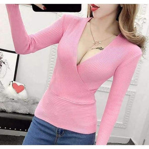 Planet Gates Pink Sweater Winter Knitted Sweater V Neck Cashmere Sweater Female 2018 Women Sweaters And Pullovers Autumn Long Sleeve Sweater Jumper