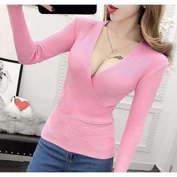 Planet Gates Pink Sweater Winter Knitted Sweater V Neck Cashmere Sweater Female 2018 Women Sweaters And Pullovers Autumn Long Sleeve Sweater Jumper
