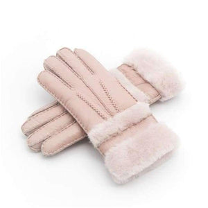 Planet Gates Pink Top Quality Genuine Leather Warm Fur Glove For Men Women Thermal Winter Fashion Sheepskin Ourdoor Thick Five Finger Gloves  G5